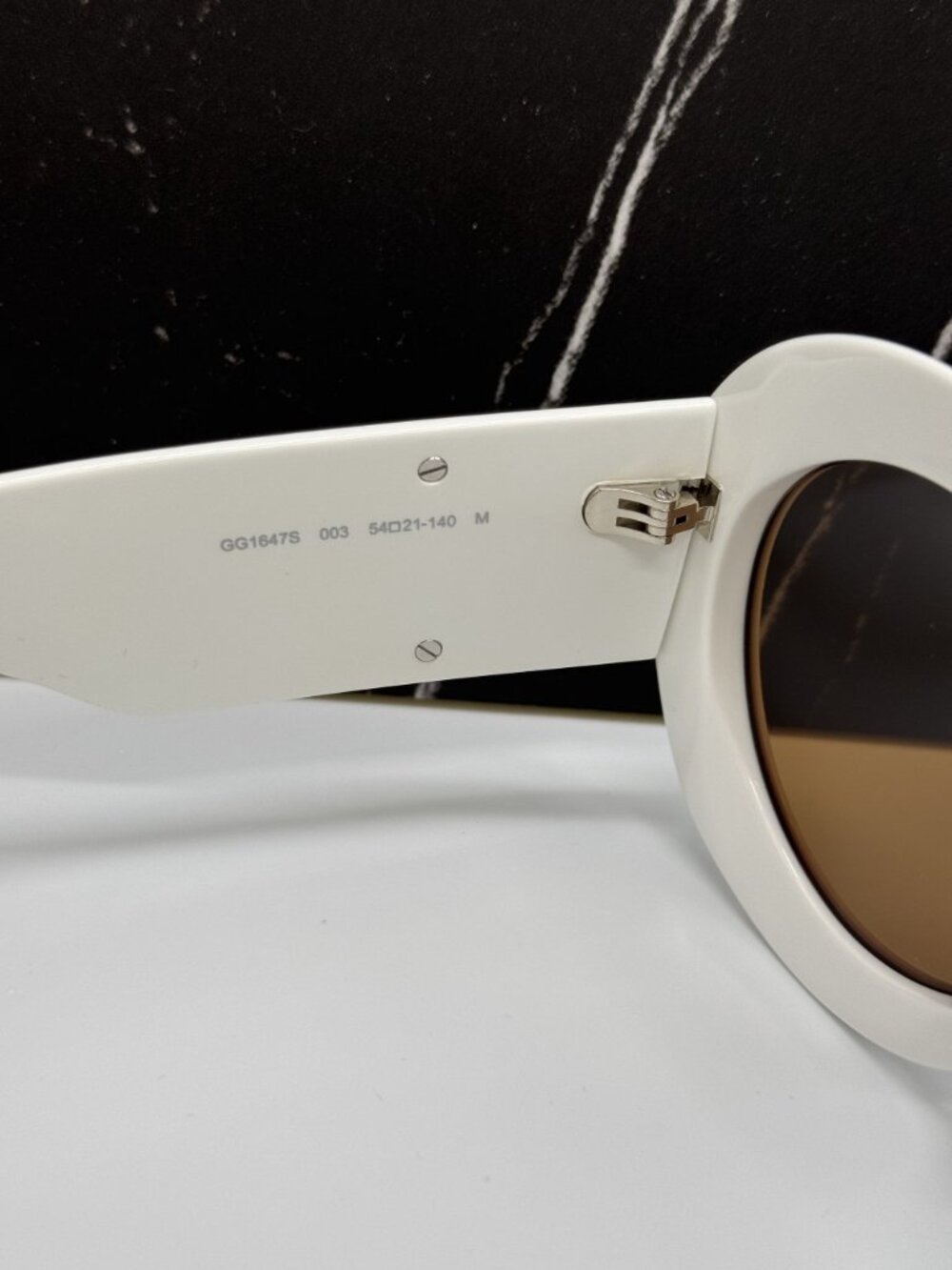 NEW GUCCI GG1647S 003 SUNGLASSES WHITE BROWN ROUND WOMEN EYEWEAR GUCCI - Picture 9 of 11